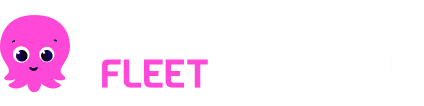 A pink octopus icon with text "octopus FLEET" next to the Apple Pay logo on a black background.